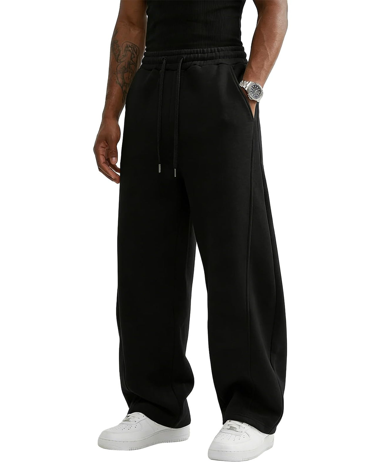 Wangdo Men's Baggy Sweatpants Wide Leg Lounge Cotton Casual Jogging Pants