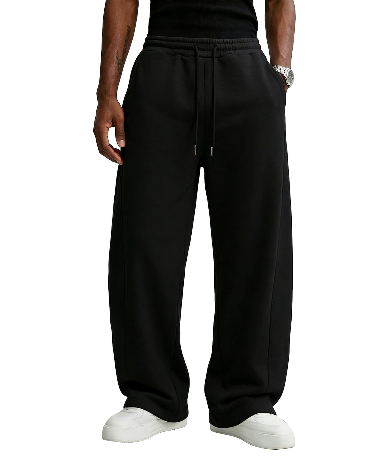 Wangdo Men's Baggy Sweatpants Wide Leg Lounge Cotton Casual Jogging Pants