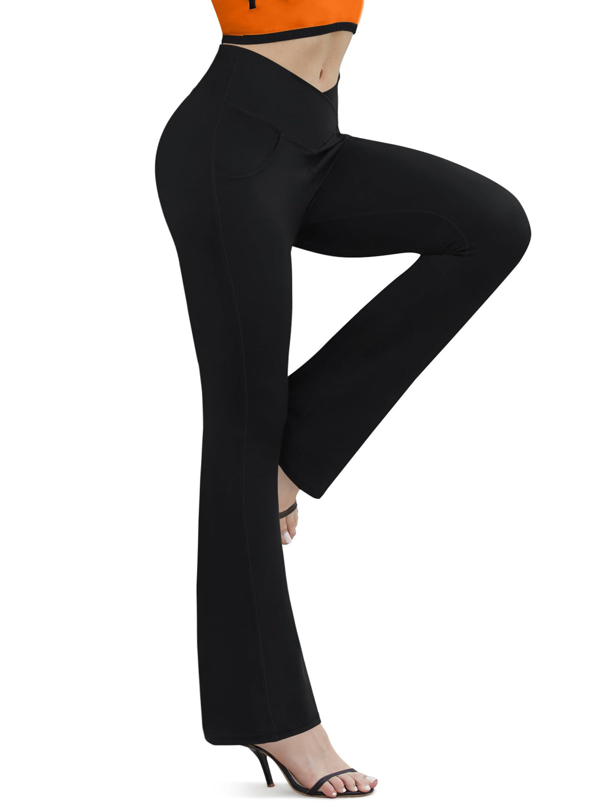 Yoga Pants for Women Flare Leggings with Pockets Crossover Yoga Leggings