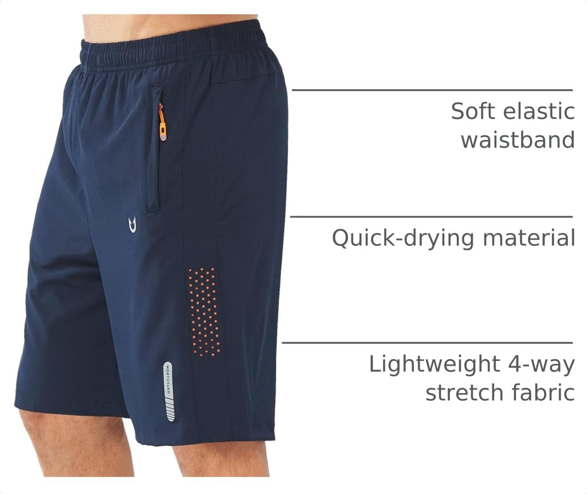 NORTHYARD Men's Athletic Running Shorts Gym Workout 7"/9"/5" Zipper Pockets