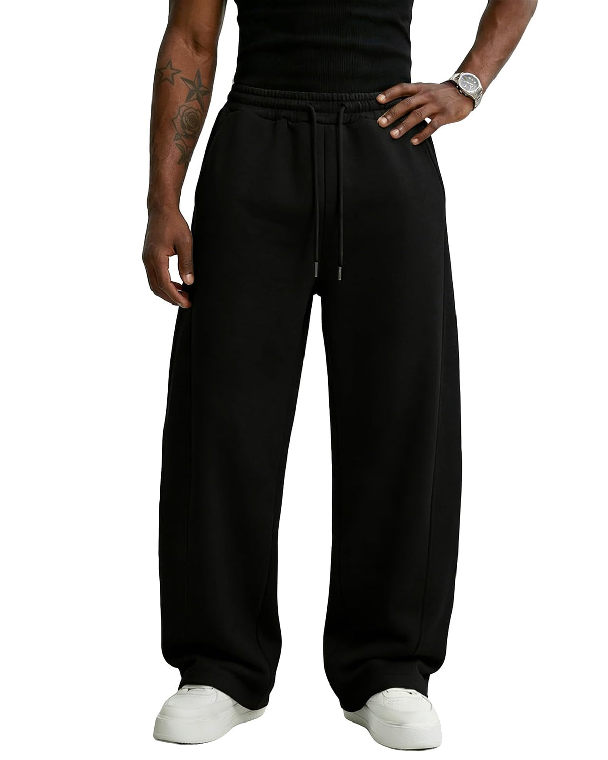 Wangdo Men's Baggy Sweatpants Wide Leg Lounge Cotton Casual Jogging Pants