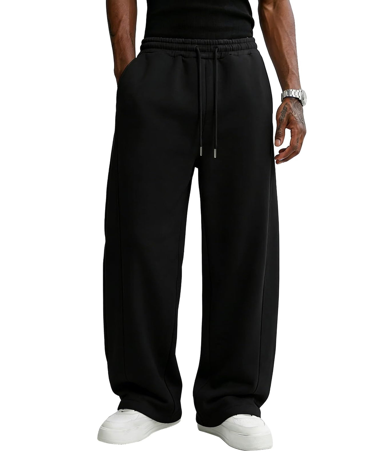 Wangdo Men's Baggy Sweatpants Wide Leg Lounge Cotton Casual Jogging Pants