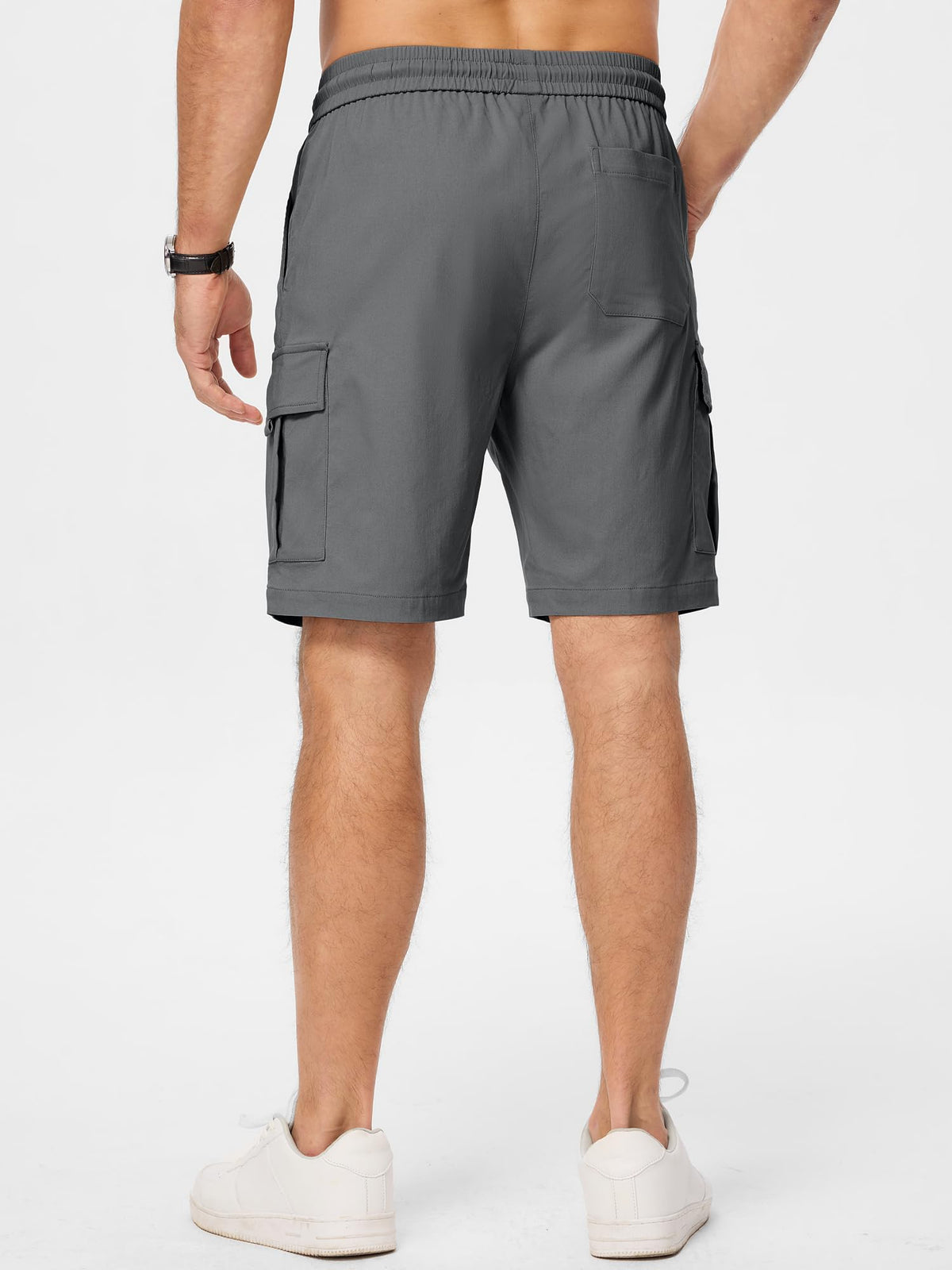 JMIERR Men Classic Black Cargo Shorts, XL, 02 Dark Grey