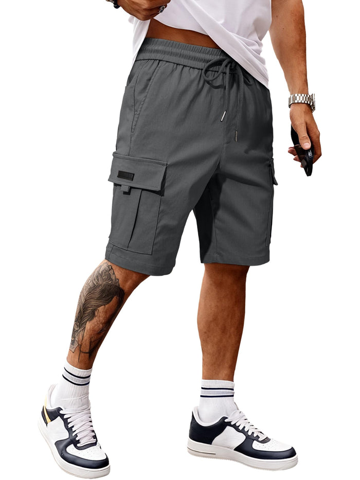 JMIERR Men Classic Black Cargo Shorts, XL, 02 Dark Grey