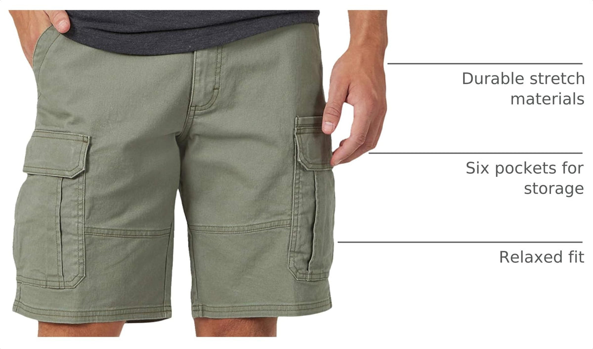 Wrangler Authentics Men's Classic Cargo Stretch Short, Dusty Olive, 38