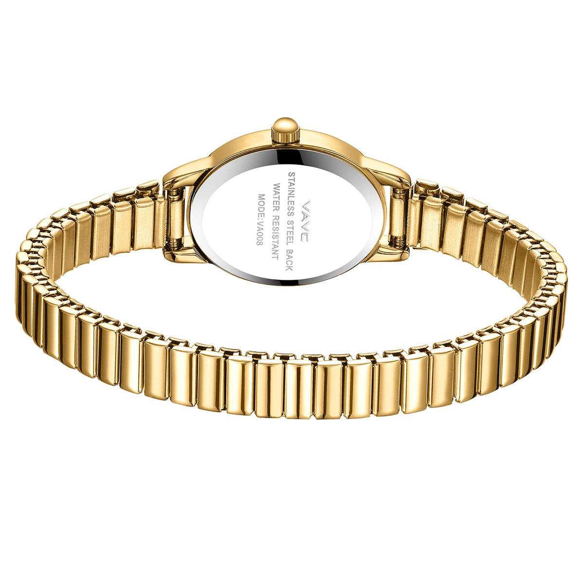 VAVC Small Gold Watches for Women,Analog Womens Watch with Stainless Steel Expansion Band,Oval Case Roman Dial,Water Resistant（5.91in-6.7in）