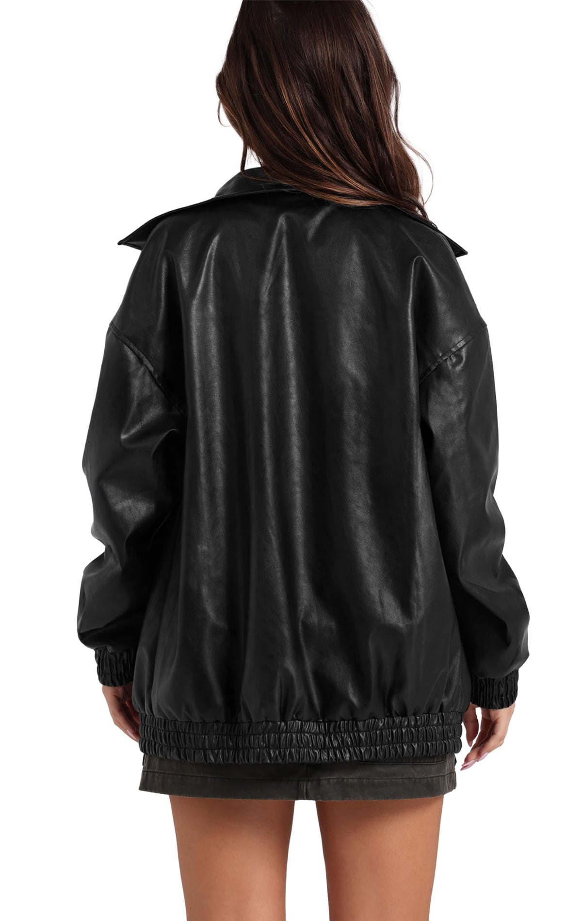 Sampeel Leather Jacket Women Cute Motorcycle Biker Leather Coats Vintage 2025 Fall Fashion Outfits Winter Clothes Black S