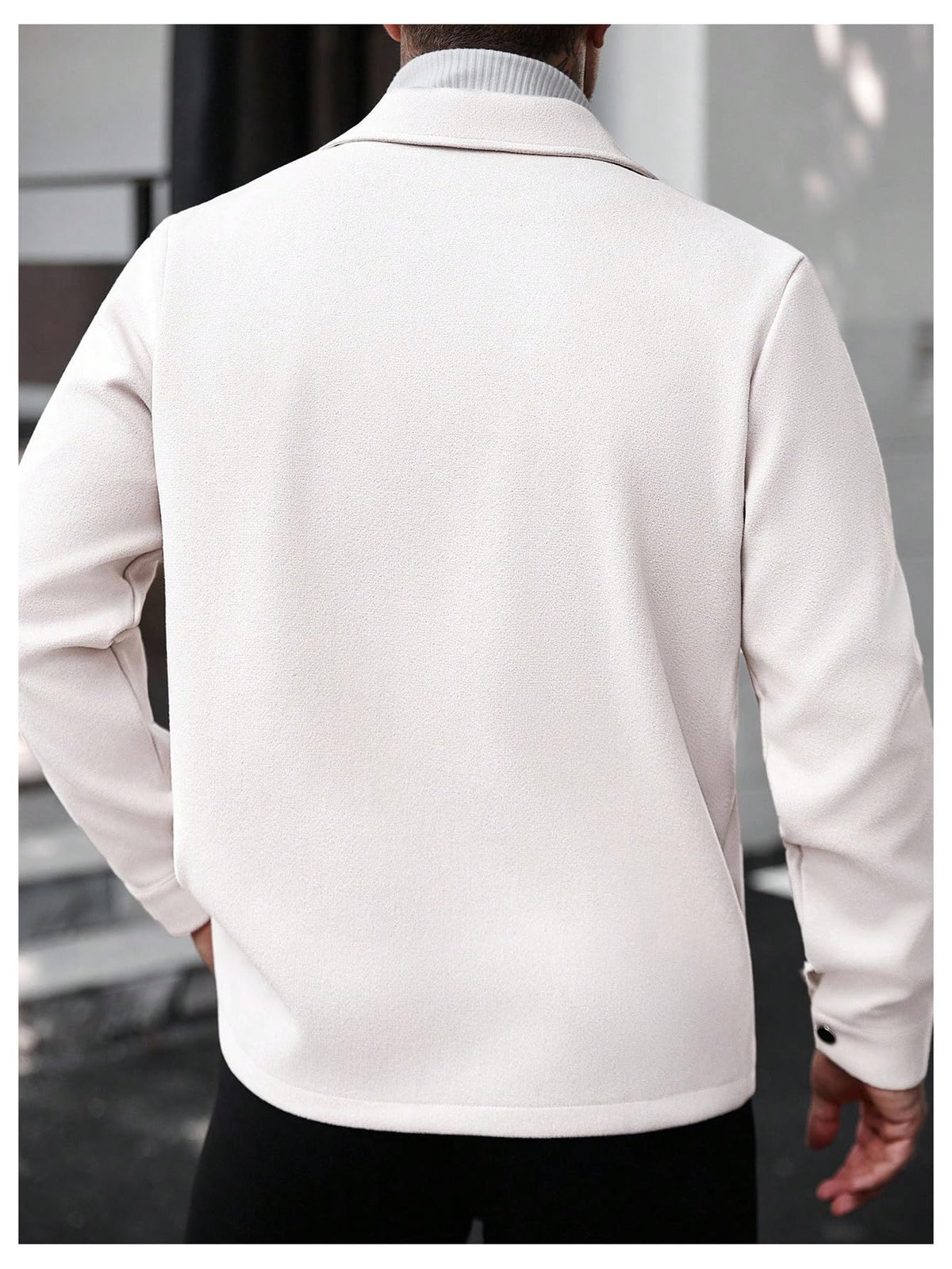 SOLY HUX Men's Button Down Jacket Long Sleeve Collared Fall Outerwear Business Casual Office Overcoat Solid Apricot Large