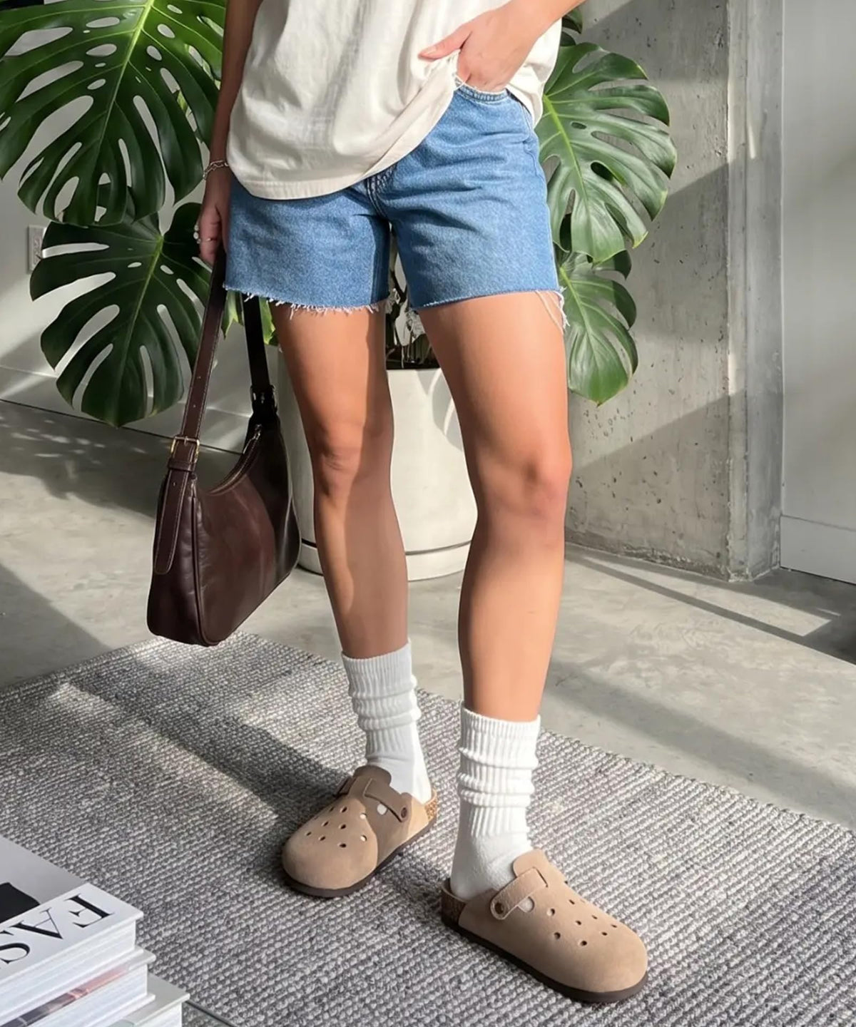 KIDMI Genuine Suede Clogs for Women Men Cork Footbed Mules Potato Shoes