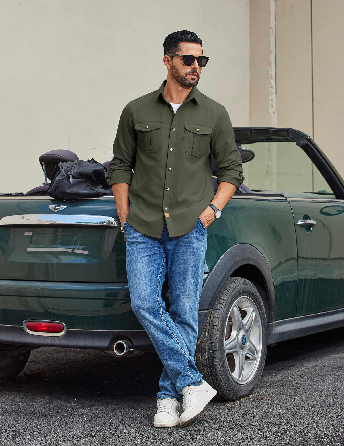 COOFANDY Men's Long Sleeve Button Down Lightweight Shirt Jacket with Pocket