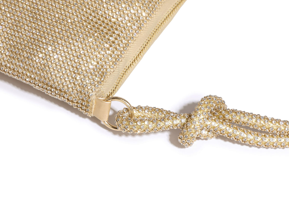 YUWITA Rhinestone Purse for Women Evening Bag Glitter Sparkly Mini Handbags (Gold)