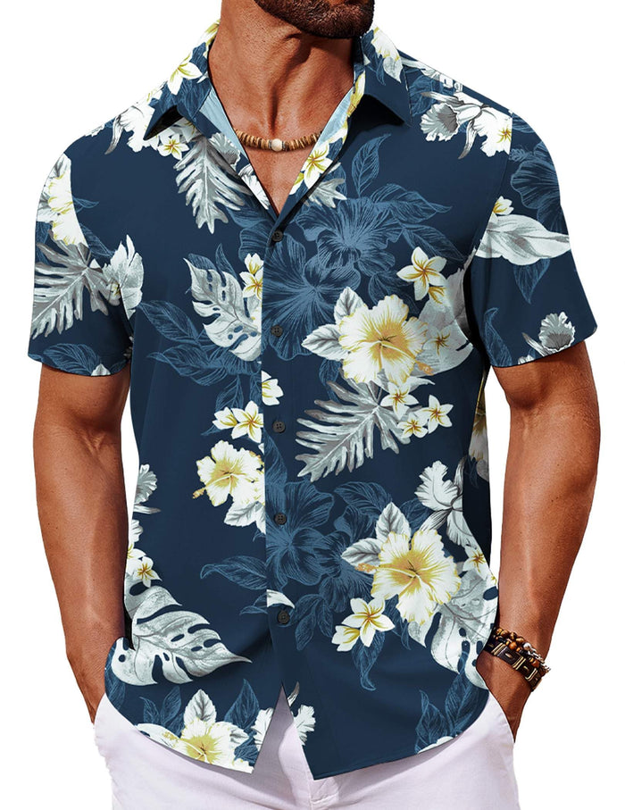 COOFANDY Hawaiian Shirt for Men Short Sleeve Button Up Shirts Mens Casual Summer Beach Wear