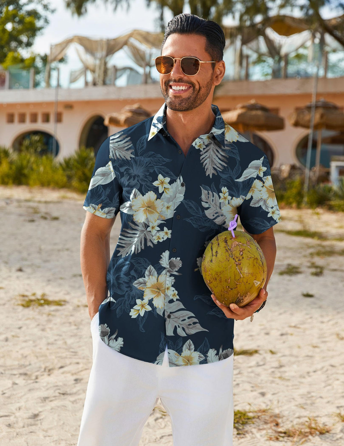 COOFANDY Hawaiian Shirt for Men Short Sleeve Button Up Shirts Mens Casual Summer Beach Wear