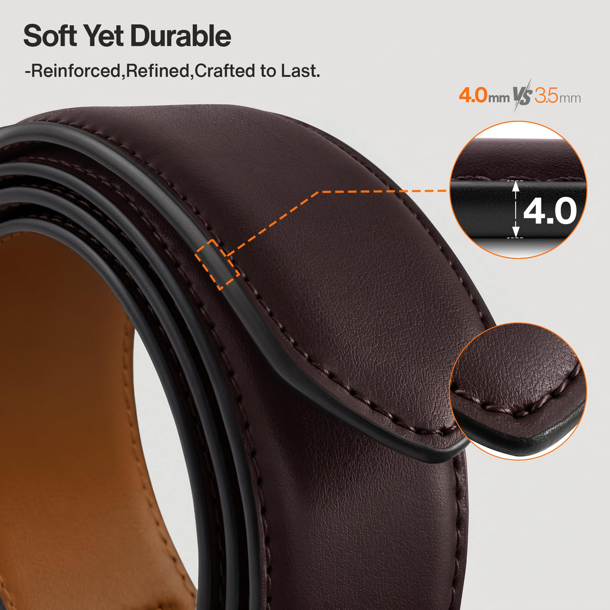 BULLIANT Men's Reversible Leather Belt Trimmable 1.25"-2 IN 1-Gift Boxed