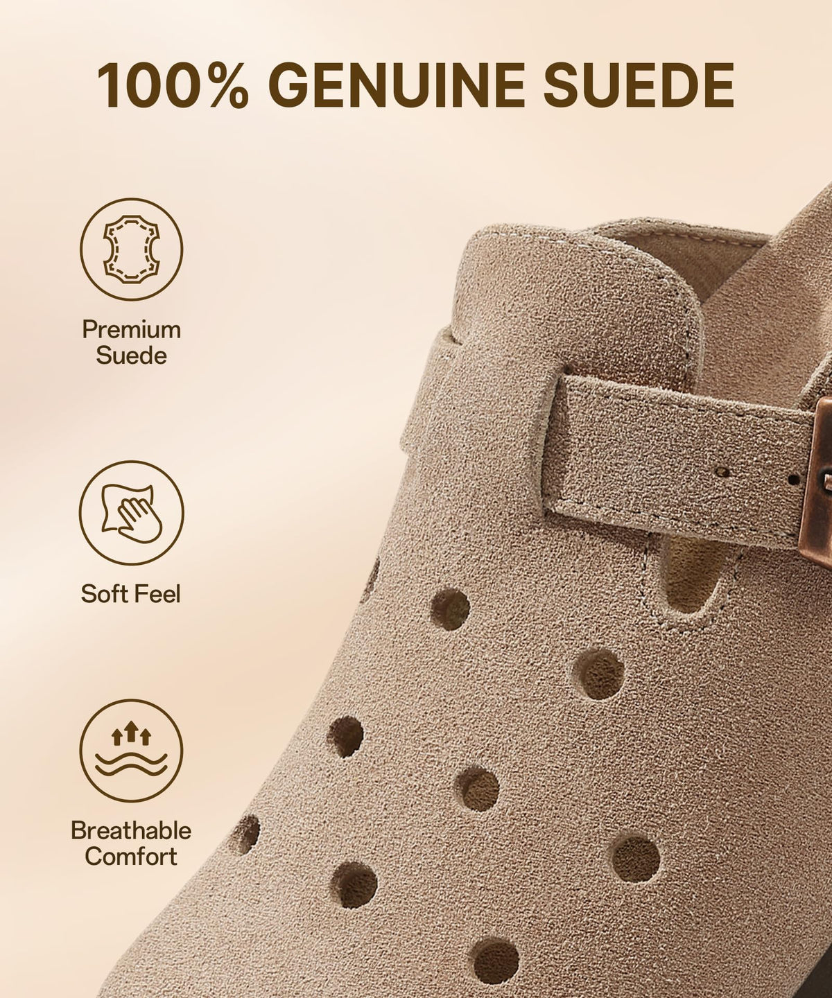 KIDMI Genuine Suede Clogs for Women Men Cork Footbed Mules Potato Shoes