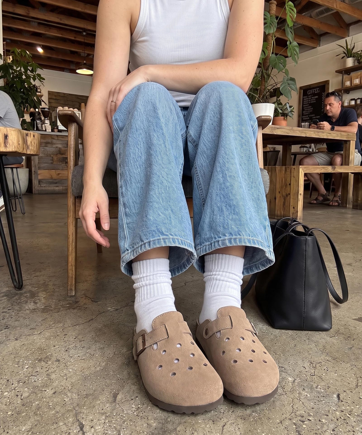 KIDMI Genuine Suede Clogs for Women Men Cork Footbed Mules Potato Shoes